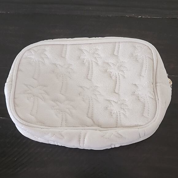 KOPARI Makeup Bag Travel Toiletries Cosmetic Zippered Palm Tree White - Picture 4 of 7